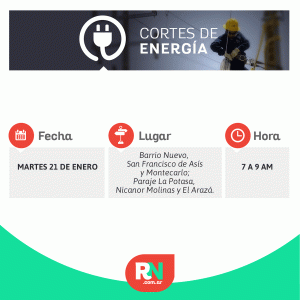 Lee más sobre el artículo Corte programado de energía para este martes 22 de enero