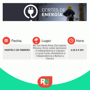 Lee más sobre el artículo Corte programado de energía para mañana martes 5 de febrero