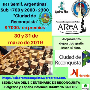 Lee más sobre el artículo Torneo Internacional de Ajedrez en Reconquista