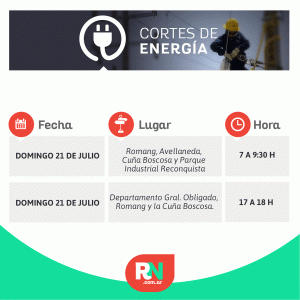 Lee más sobre el artículo Anunciaron cortes de energía para este domingo