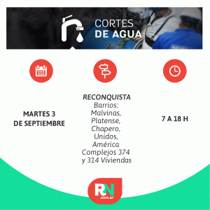 Lee más sobre el artículo Este martes 3 de septiembre habrá corte de agua en Reconquista
