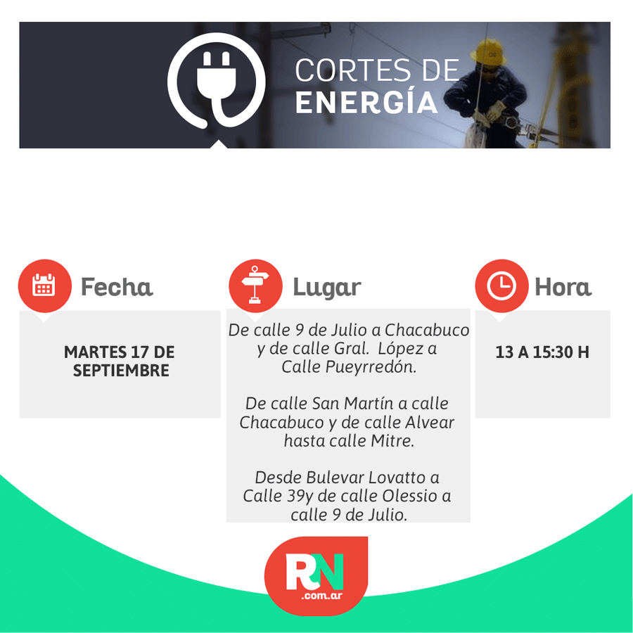 Lee más sobre el artículo Corte de energía para hoy martes en sectores de Reconquista