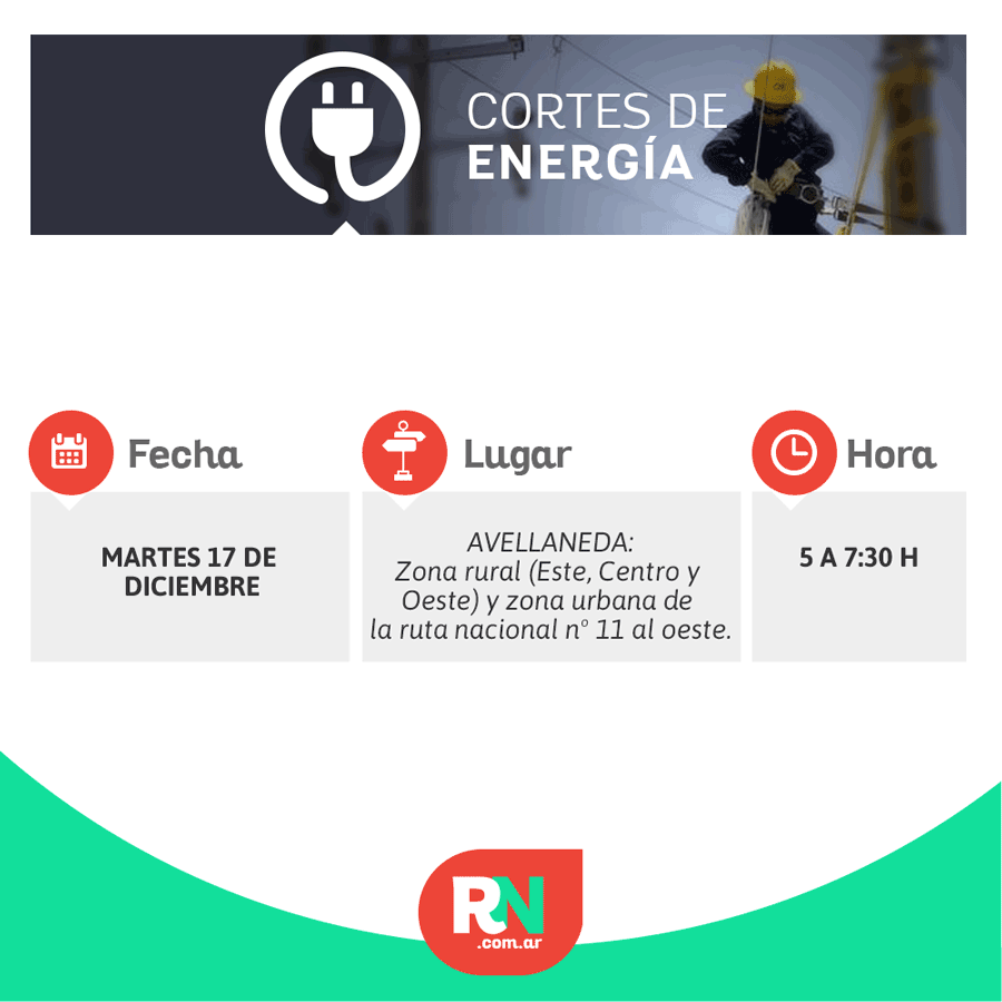 Lee más sobre el artículo Corte de energía programado para este martes en Avellaneda