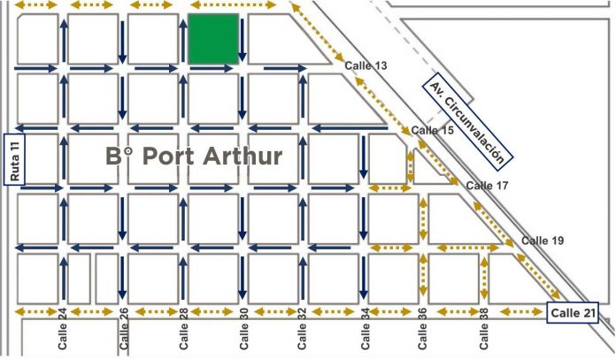 Lee más sobre el artículo Cambiarán el sentido de circulación de algunas calles en B° Port Arthur