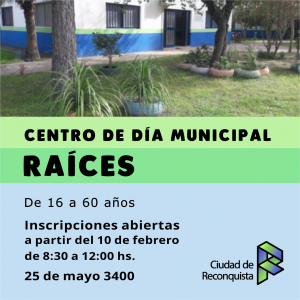 Lee más sobre el artículo Centro de Día Municipal Raíces: inscripciones abiertas