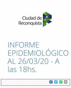 Lee más sobre el artículo Reconquista: informe epidemiológico al 26/03/2020 a las 18 h
