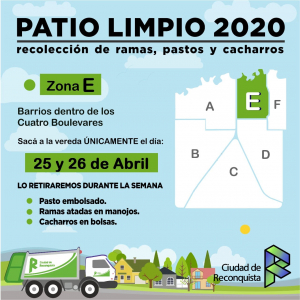 Lee más sobre el artículo Sábado 25 y domingo 26 de abril: Patio Limpio en Zona E