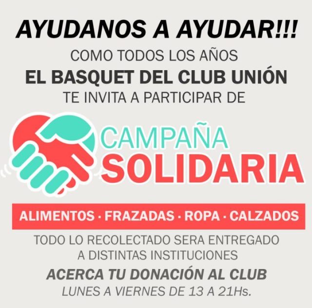 Lee más sobre el artículo El básquet del Club Unión realiza una Campaña Solidaria
