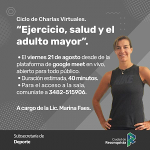 Lee más sobre el artículo Ciclo de charlas virtuales: «Ejercicio, salud y el adulto mayor»