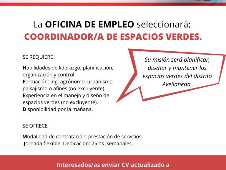 Lee más sobre el artículo Avellaneda seleccionará coordinador/a de espacios verdes