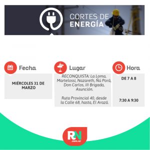 Lee más sobre el artículo Programaron un corte de luz para un sector de Reconquista