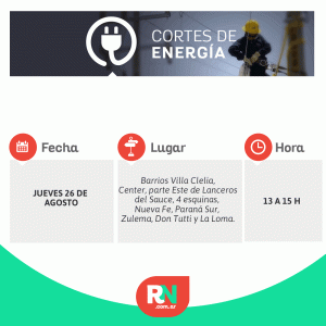 Lee más sobre el artículo Corte de energía para este jueves en Barrios de Reconquista