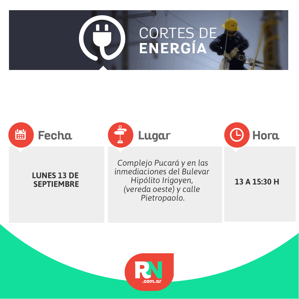 Corte de energía para este lunes en un sector de Reconquista