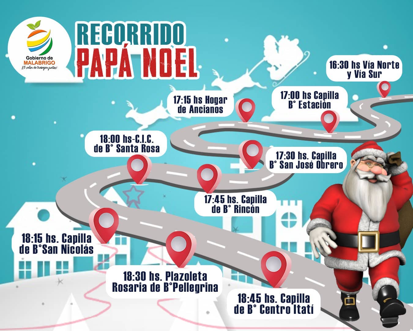 Lee más sobre el artículo Papá Noel recorrerá los barrios de Malabrigo