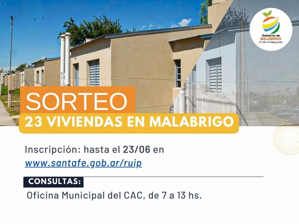 Se aproxima el cierre de la inscripción para participar del sorteo de las 23 viviendas en Malabrigo