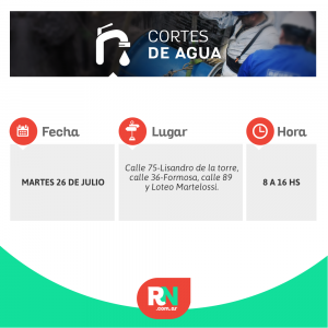 Lee más sobre el artículo Se interrumpirá el servicio de agua potable en un sector de barrio habitacional Martelossi en Reconquista