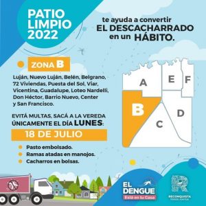Lee más sobre el artículo Lunes 18 de julio: Patio Limpio en Zona B