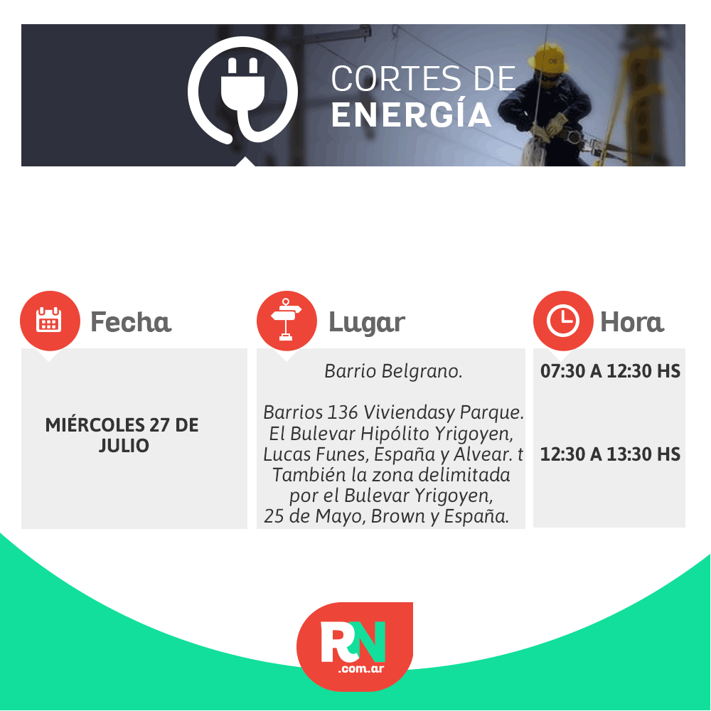 Lee más sobre el artículo Cortes de energía para mañana miércoles en Reconquista
