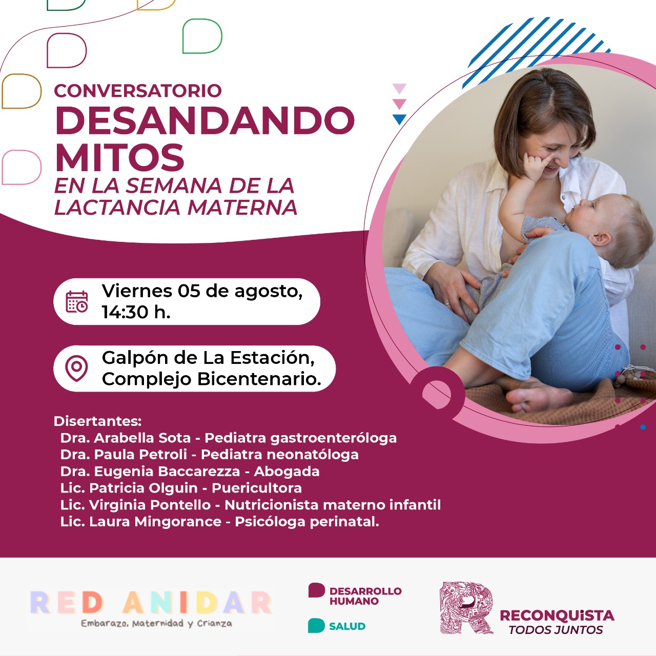 Lee más sobre el artículo Semana de la Lactancia Materna en Reconquista: este viernes, conversatorio Desandando Mitos