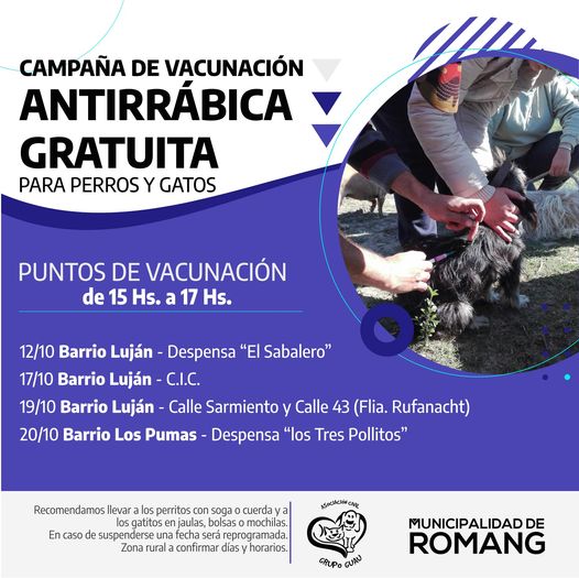 Lee más sobre el artículo Vacunación antirrábica 2022 en Romang