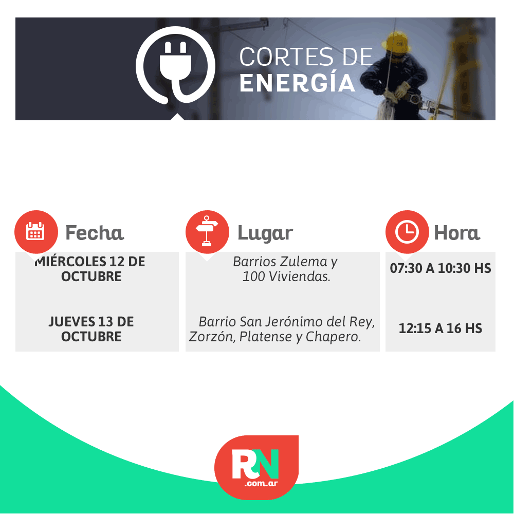 Lee más sobre el artículo Corte de energía para miércoles y jueves en barrios de Reconquista