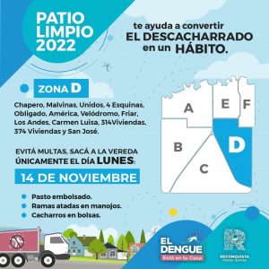 Lee más sobre el artículo Lunes 14 de noviembre: Patio Limpio en Zona D