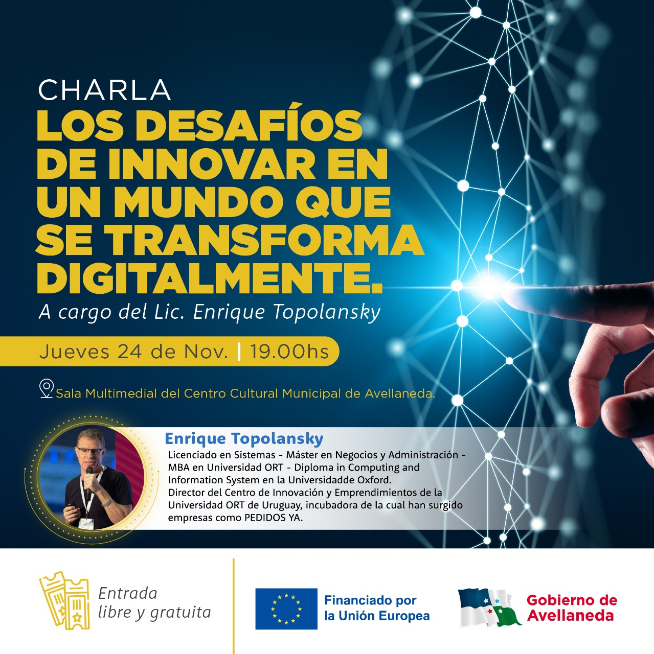 Avellaneda invita a la charla gratuita “Los desafíos de innovar en un mundo que se transforma digitalmente”