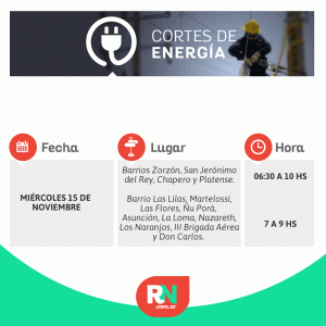 Lee más sobre el artículo Corte de luz para el miércoles en barrios de Reconquista