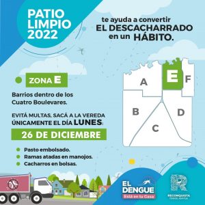 Lee más sobre el artículo LUNES 26 DE DICIEMBRE: Patio Limpio en Zonas E y F