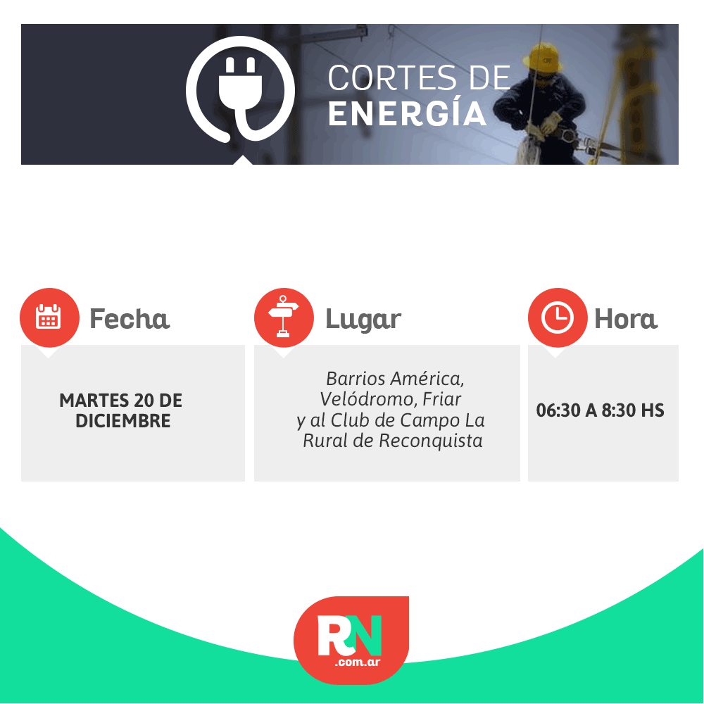 Lee más sobre el artículo Corte de energía para mañana martes en barrios de Reconquista