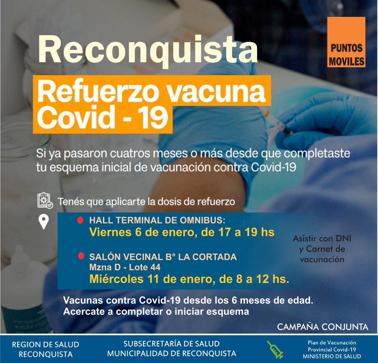 Lee más sobre el artículo Refuerzo de la vacuna contra Covid19 en puntos móviles de Reconquista