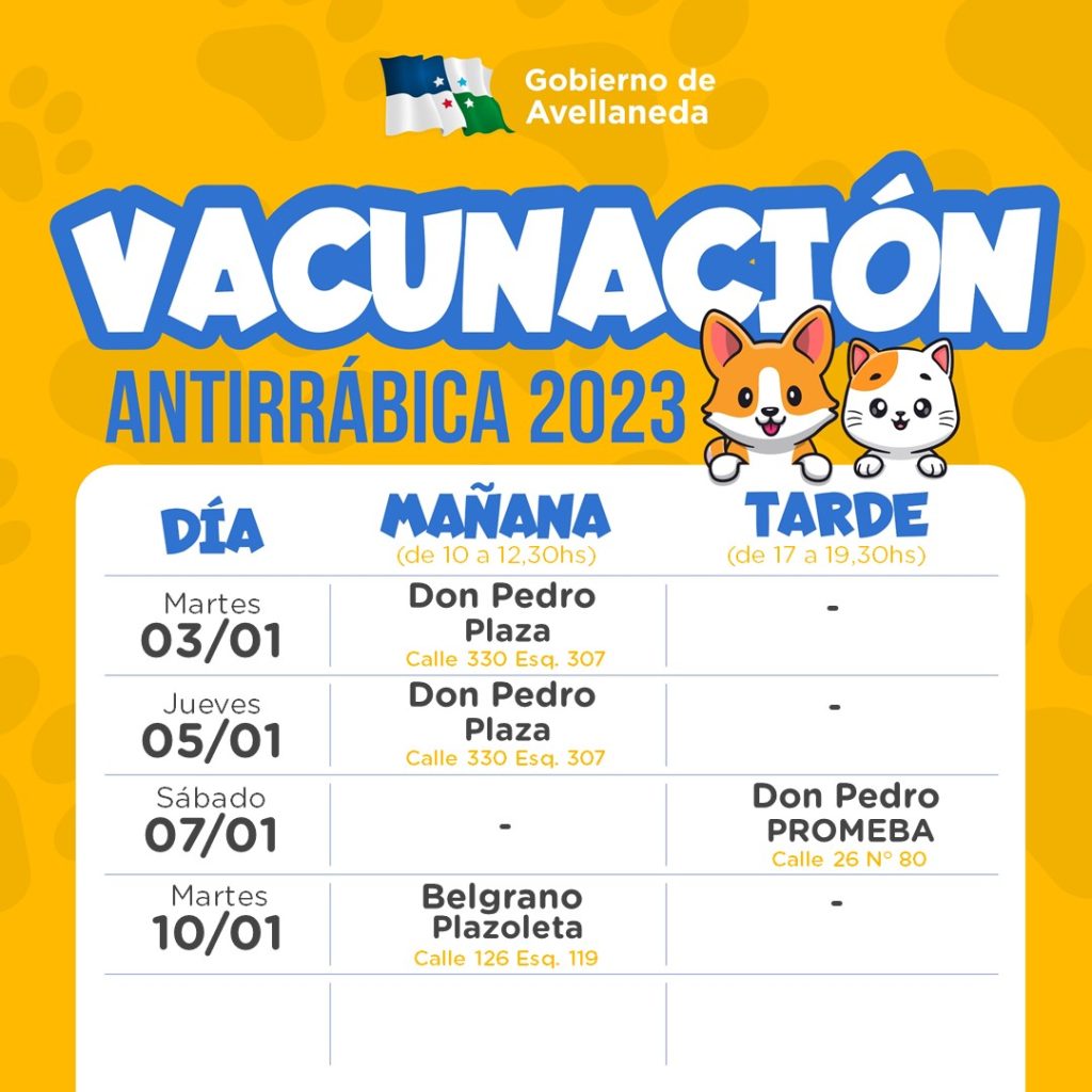 Lee más sobre el artículo Mascotas: esta semana, la vacunación Antirrábica será en B° Don Pedro de Avellaneda
