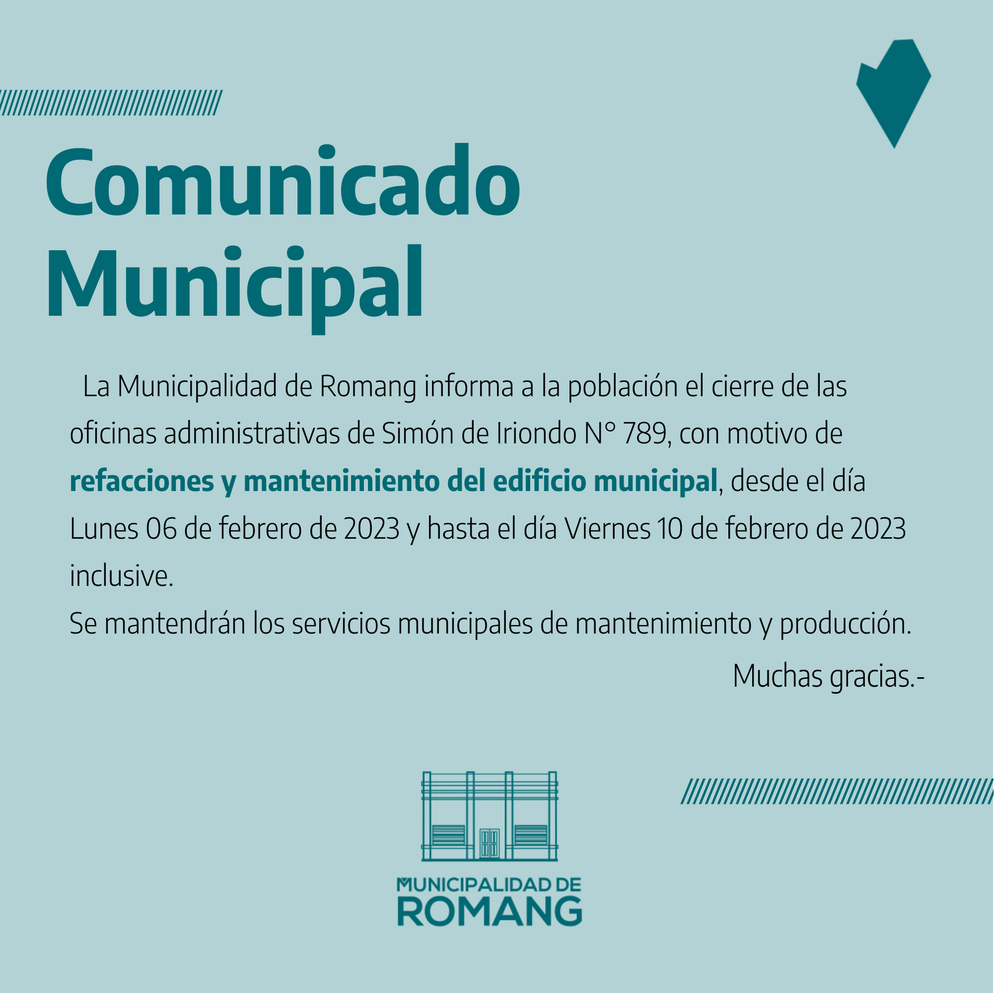 Romang: Comunicado Municipal