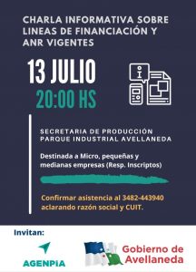 Lee más sobre el artículo Avellaneda invita a una charla informativa sobre financiación y ANR vigentes para inversiones