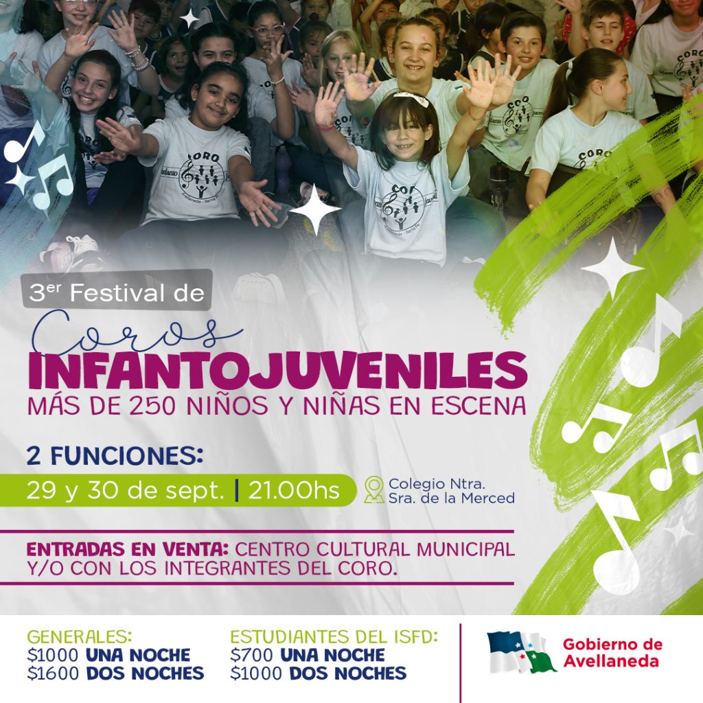 Más de 200 niños y niñas, protagonizarán el 3er Festival de Coros Infantojuveniles en Avellaneda