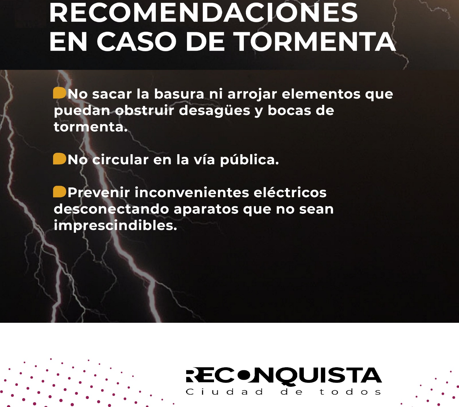 Lee más sobre el artículo La Municipalidad Reconquista brinda recomendaciones ante posibles tormentas