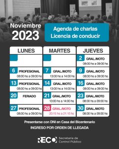 Lee más sobre el artículo Cronograma de charlas para obtener la Licencia de Conducir