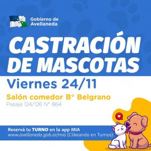 Lee más sobre el artículo Turnos Habilitados para Castración de Mascotas en Avellaneda