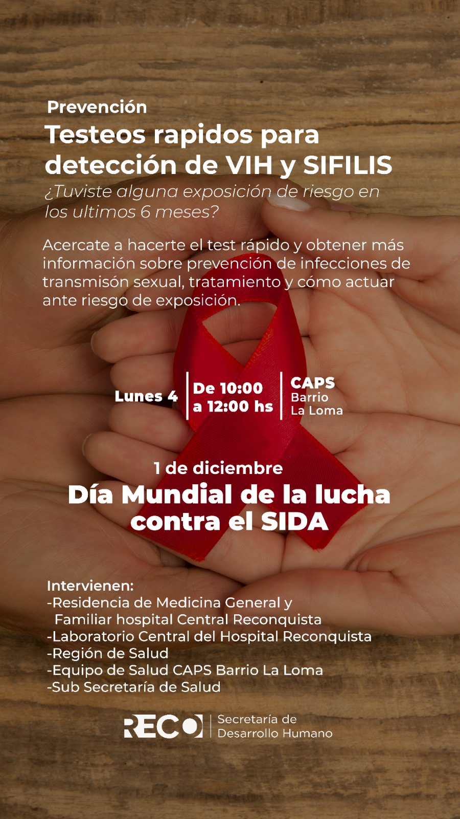 Lee más sobre el artículo Día Mundial de la Lucha contra el SIDA: Reconquista se une a la prevención y concientización