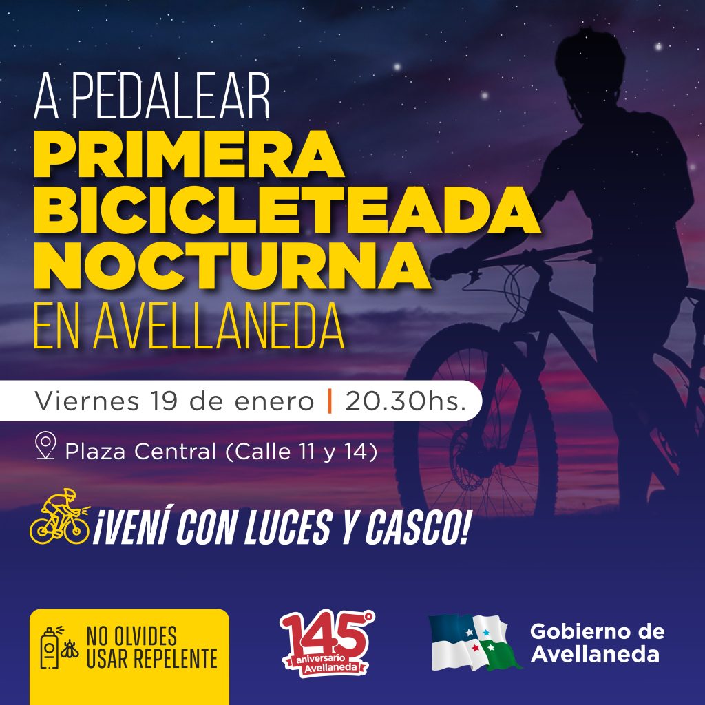 Primera bicicleteada nocturna en Avellaneda