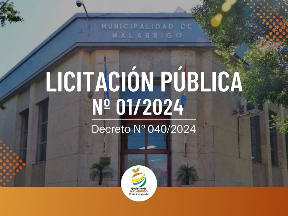 Licitación Pública Nº 01/2024, destinada a la adquisición de materiales para la ejecución del proyecto de Iluminación Vial