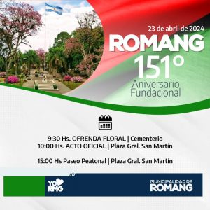 Invitación a la Celebración del 151° Aniversario Fundacional de Romang: un día de homenaje y confraternidad