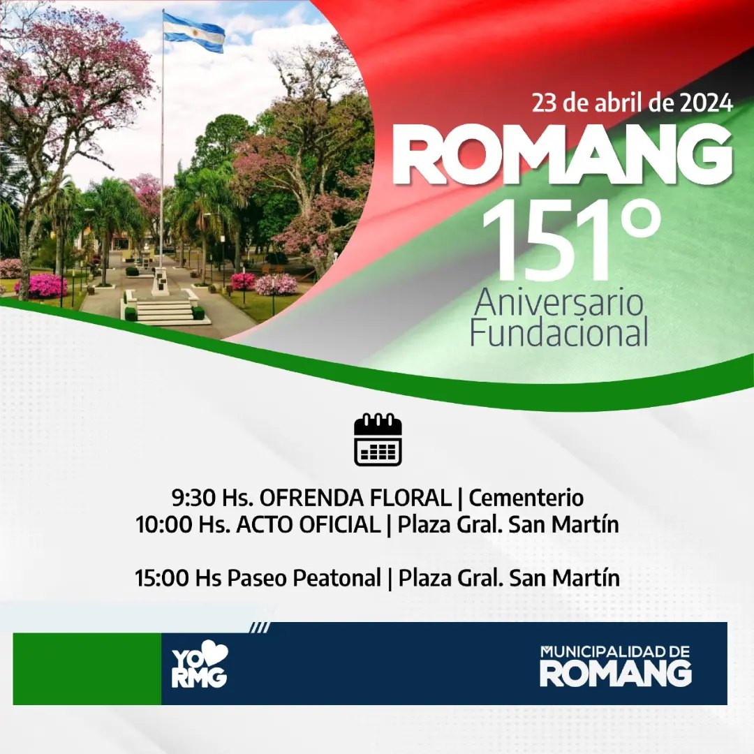 Lee más sobre el artículo Invitación a la Celebración del 151° Aniversario Fundacional de Romang: un día de homenaje y confraternidad