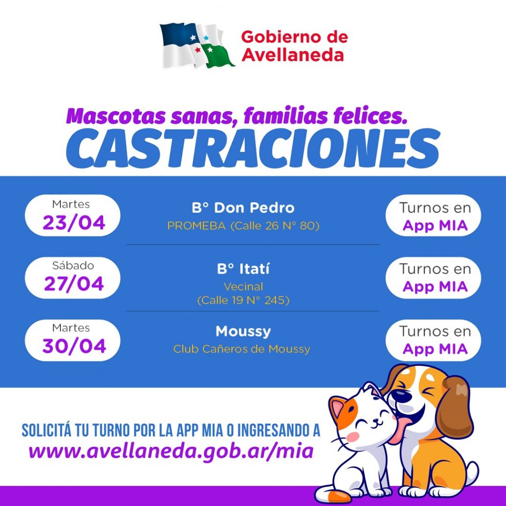 Castraciones de mascotas disponibles en Avellaneda