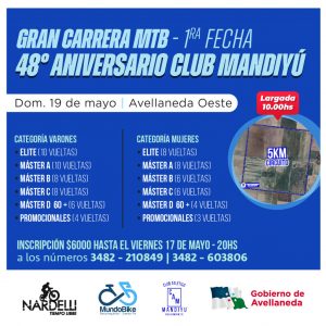 Lee más sobre el artículo ¡Participa en la Gran Carrera de Mountain Bike en Avellaneda Oeste este 19 de mayo!