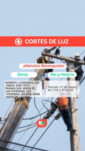 Corte de energía para mañana viernes en barrios de Reconquista
