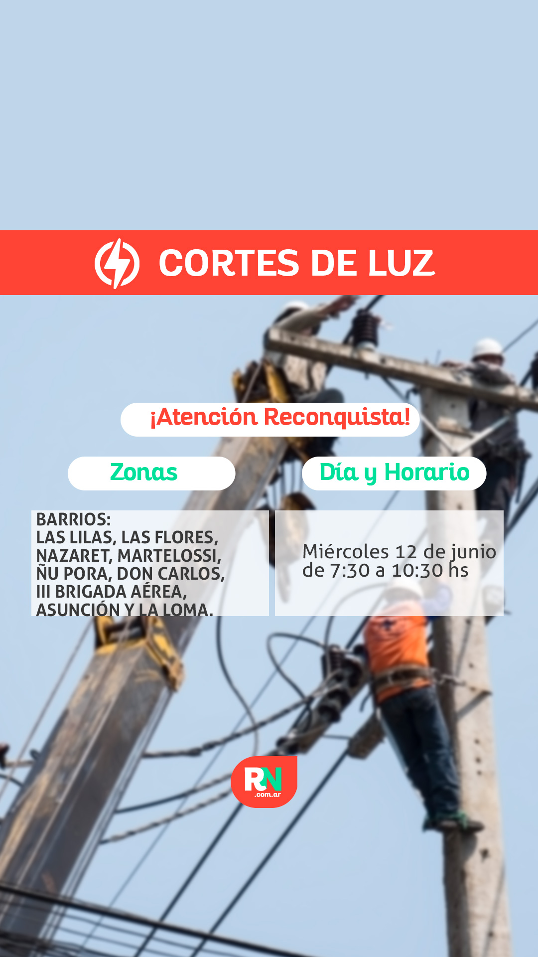 Lee más sobre el artículo Corte de energía para mañana miércoles en barrios de Reconquista