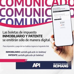 Lee más sobre el artículo La Municipalidad de Romang informa sobre emisión digital de Boletas de Impuestos