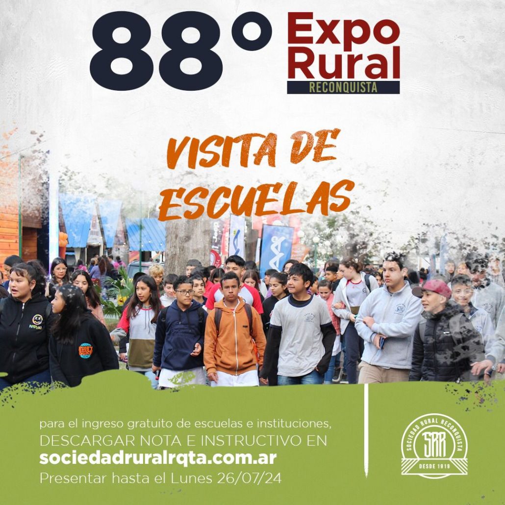 La Sociedad Rural de Reconquista invita a escuelas a la 88ª Exposición Rural