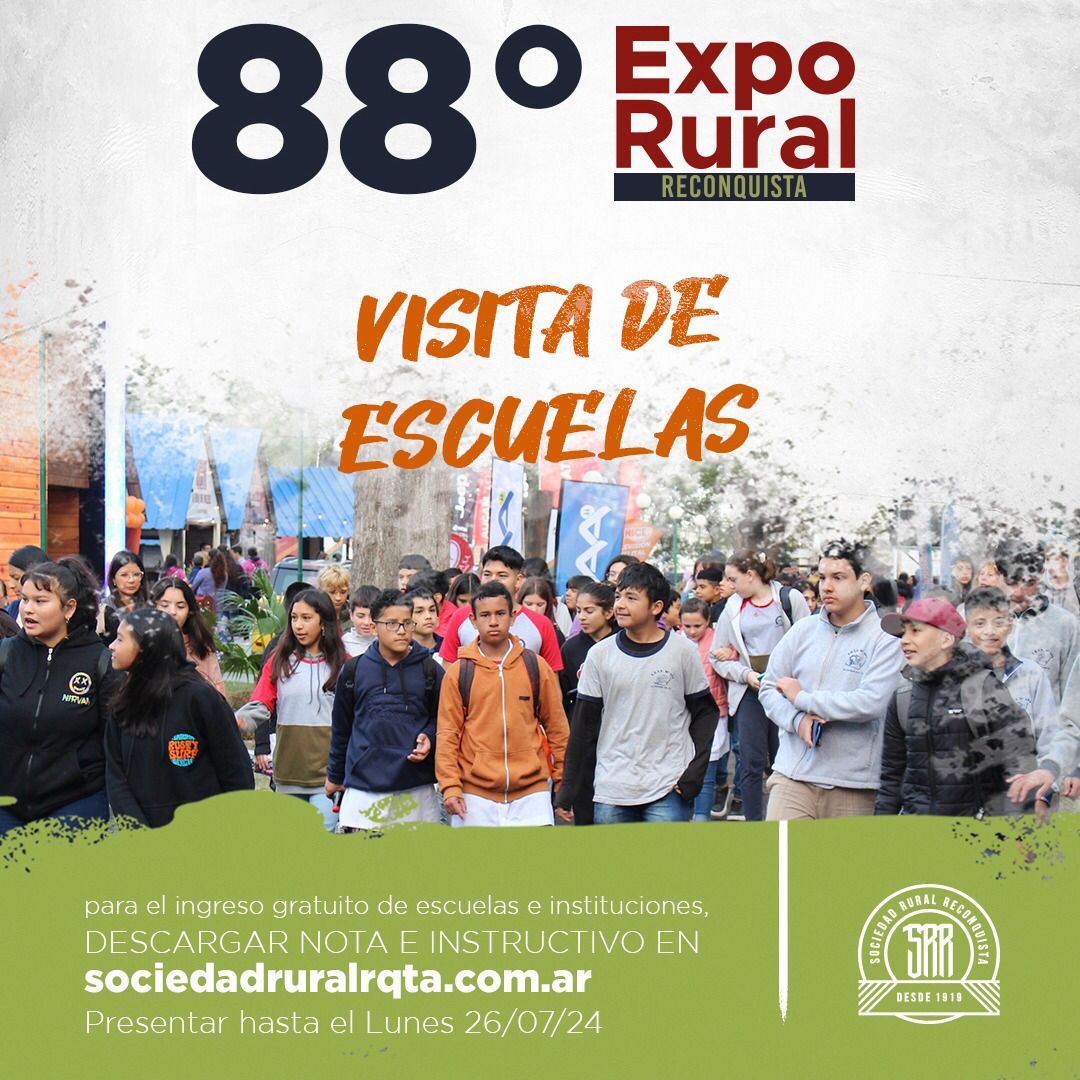 Lee más sobre el artículo La Sociedad Rural de Reconquista invita a escuelas a la 88ª Exposición Rural